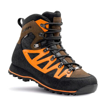 Scarponi Crispi Ascent Evo GTX marroni con inserti arancioni vista laterale