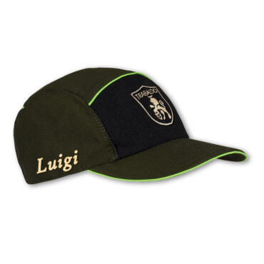 Cappello Trabaldo Apache con profilo verde fluo e personalizzazione ricamata