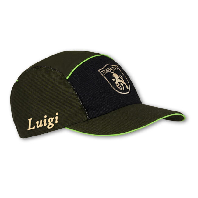 Cappello Trabaldo Apache con profilo verde fluo e personalizzazione ricamata