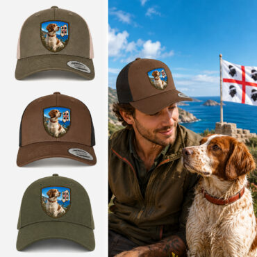 berretto Epagneul Breton Sardegna con patch effetto ricamo 3D simbolo Quattro Mori e nome ricamato